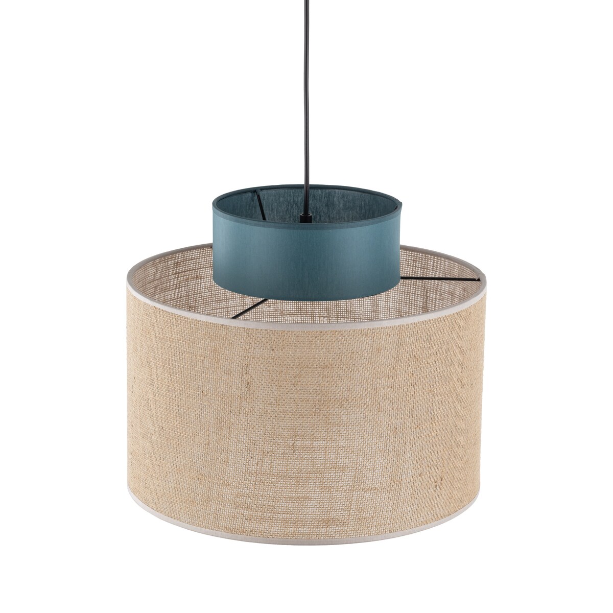Lampa wisząca TK Lighting DUO JUTA GREEN 3256 E27 zielona jutowa regulowana 38 cm do salonu i jadalni