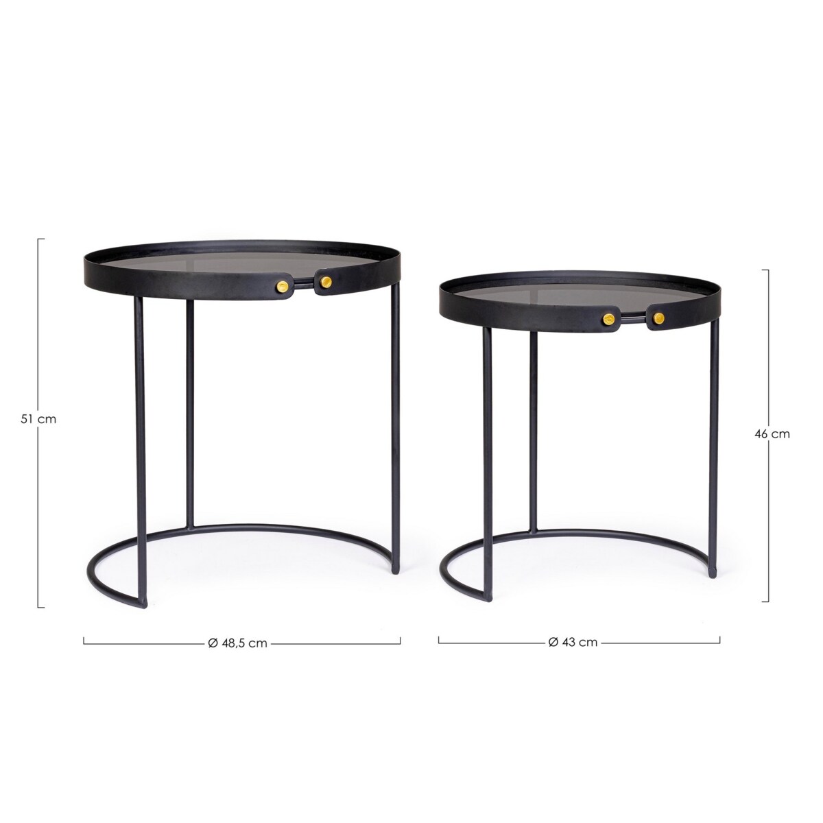 BIZZOTTO zestaw stolików kawowych ZEINA ROUND 92 czarny