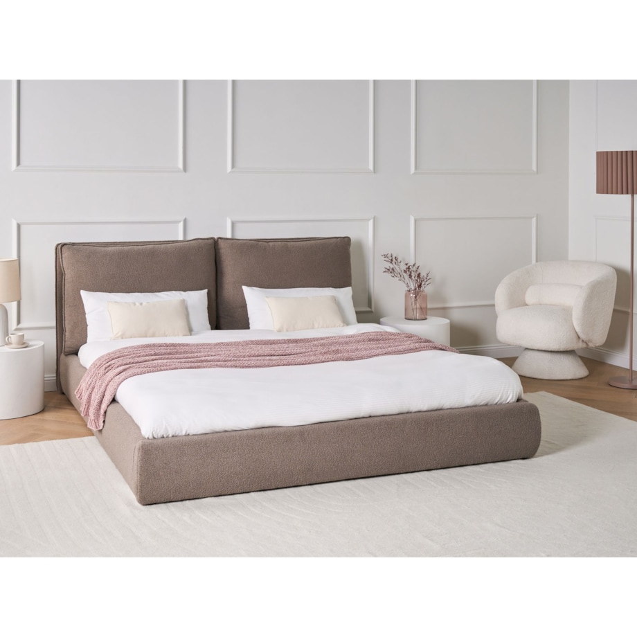 Łóżko Boucle BAJONNA 180 x 200 cm Beżowoszary