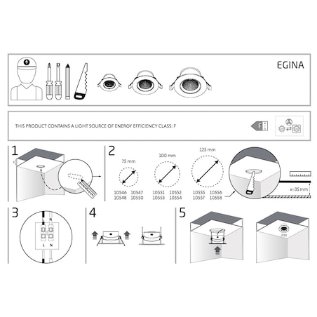 Lampa punktowa wpustowa Egina 10552 Nowodvorski LED 10W 4000K oczko biała