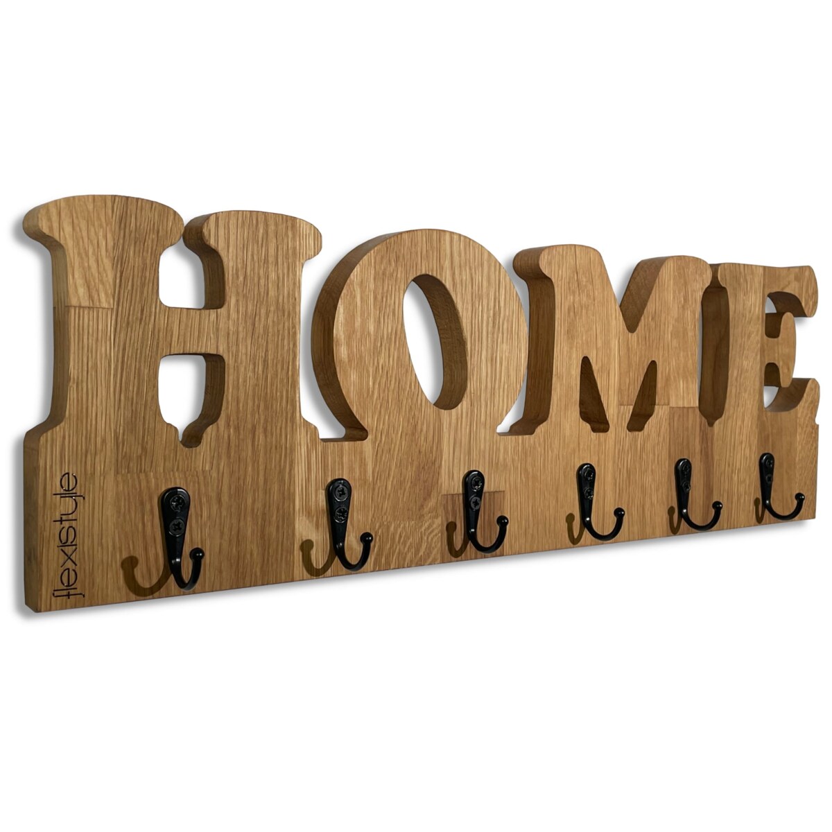 Drewniany wieszak na ścianę HOME Dębowy 50cm