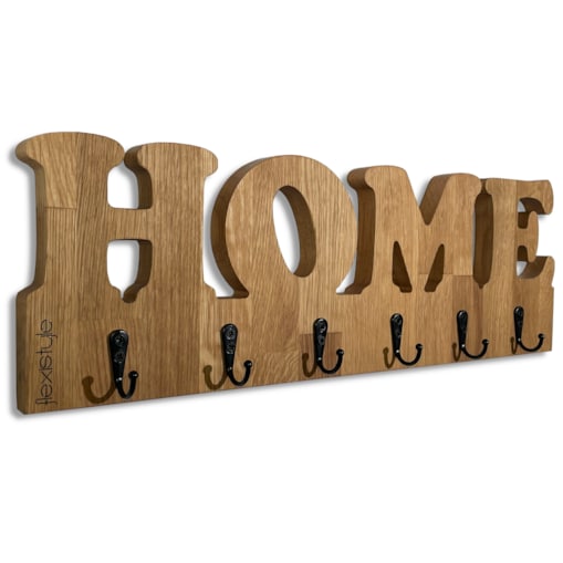 Drewniany wieszak na ścianę HOME Dębowy 50cm