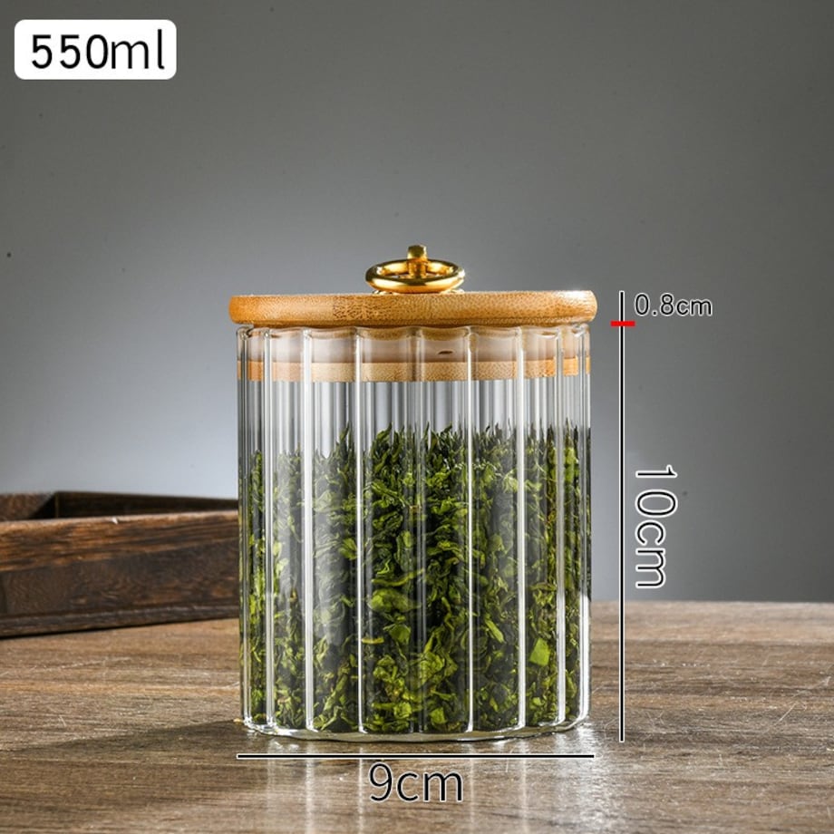 Cukiernica, pojemnik ryflowany z przykrywką bambusowa, rozm. S, 550 ml 1szt SZK167