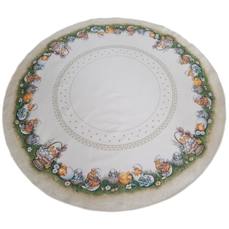 Obrus Okrągły Wielkanocny Na Stół 165 Cm Ozdobny Dekoracyjny Pollito