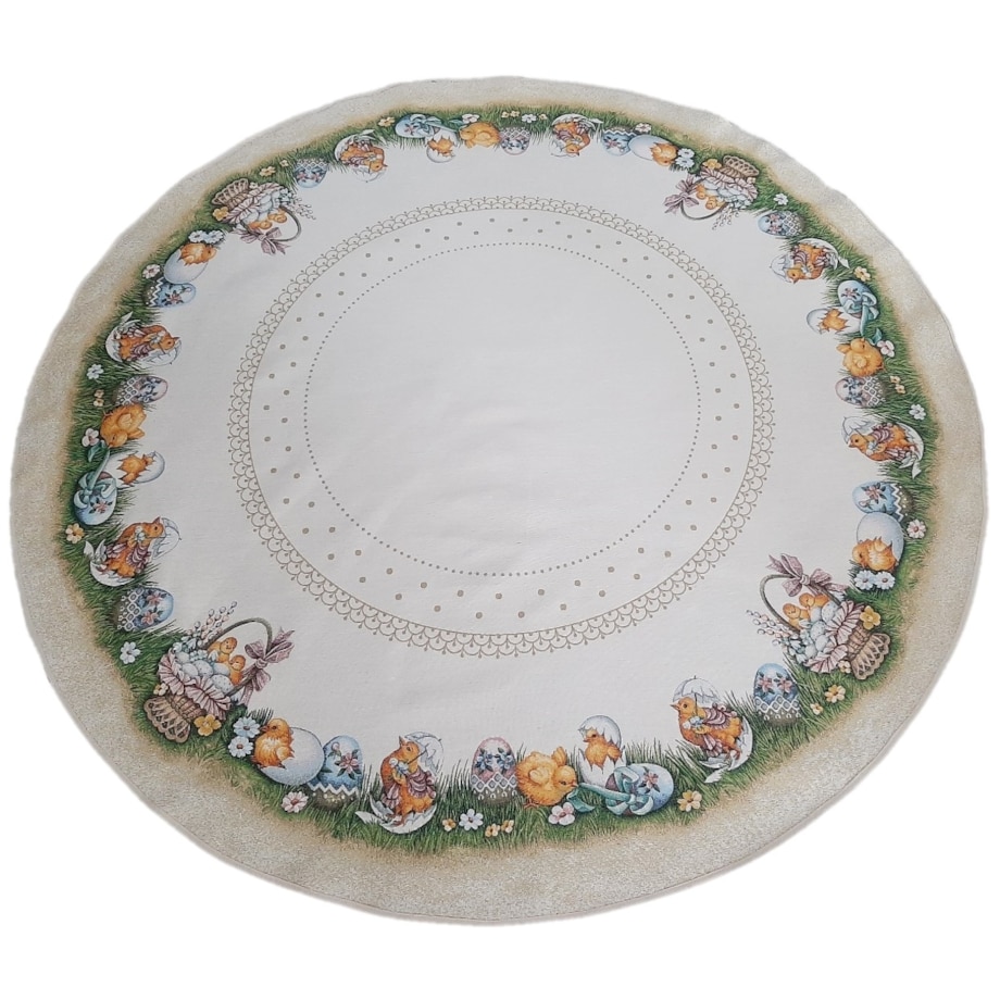 Obrus Okrągły Wielkanocny Na Stół 165 Cm Ozdobny Dekoracyjny Pollito