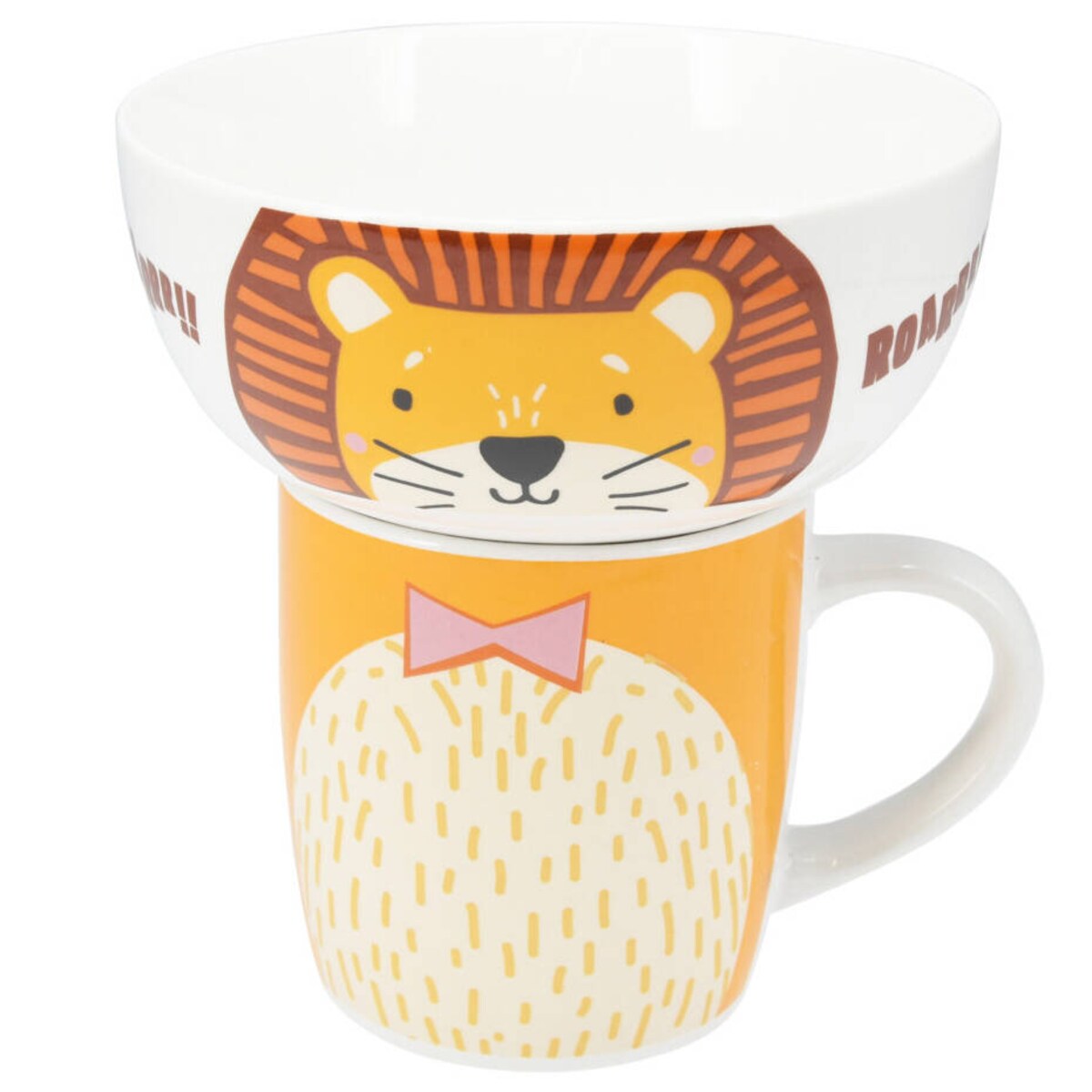 Zestaw prezentowy dla dziecka: miska i kubek z porcelany, 600 ml + 360 ml