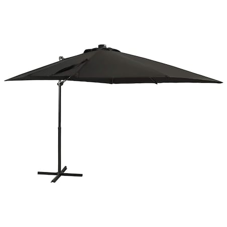 vidaXL Parasol wiszący z lampkami LED i słupkiem, 250 cm, czarny