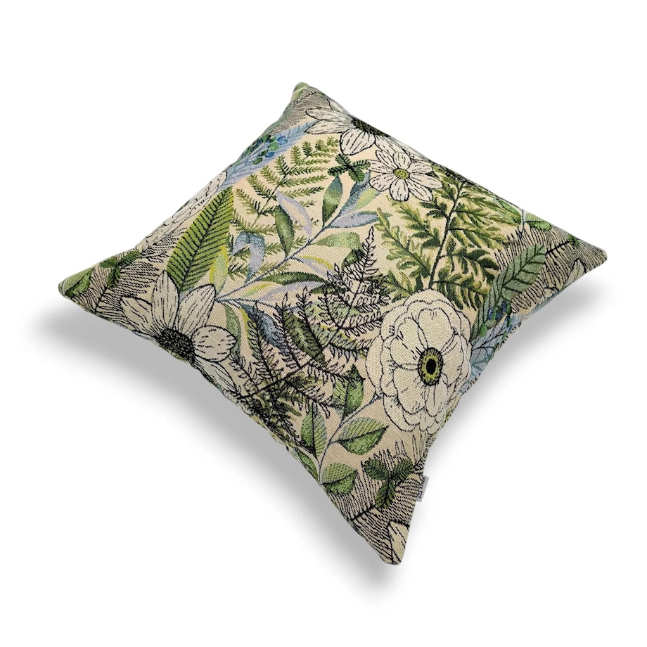 Żakardowa poduszka dekoracyjna Paprocie i Kwiaty 45x45 cm