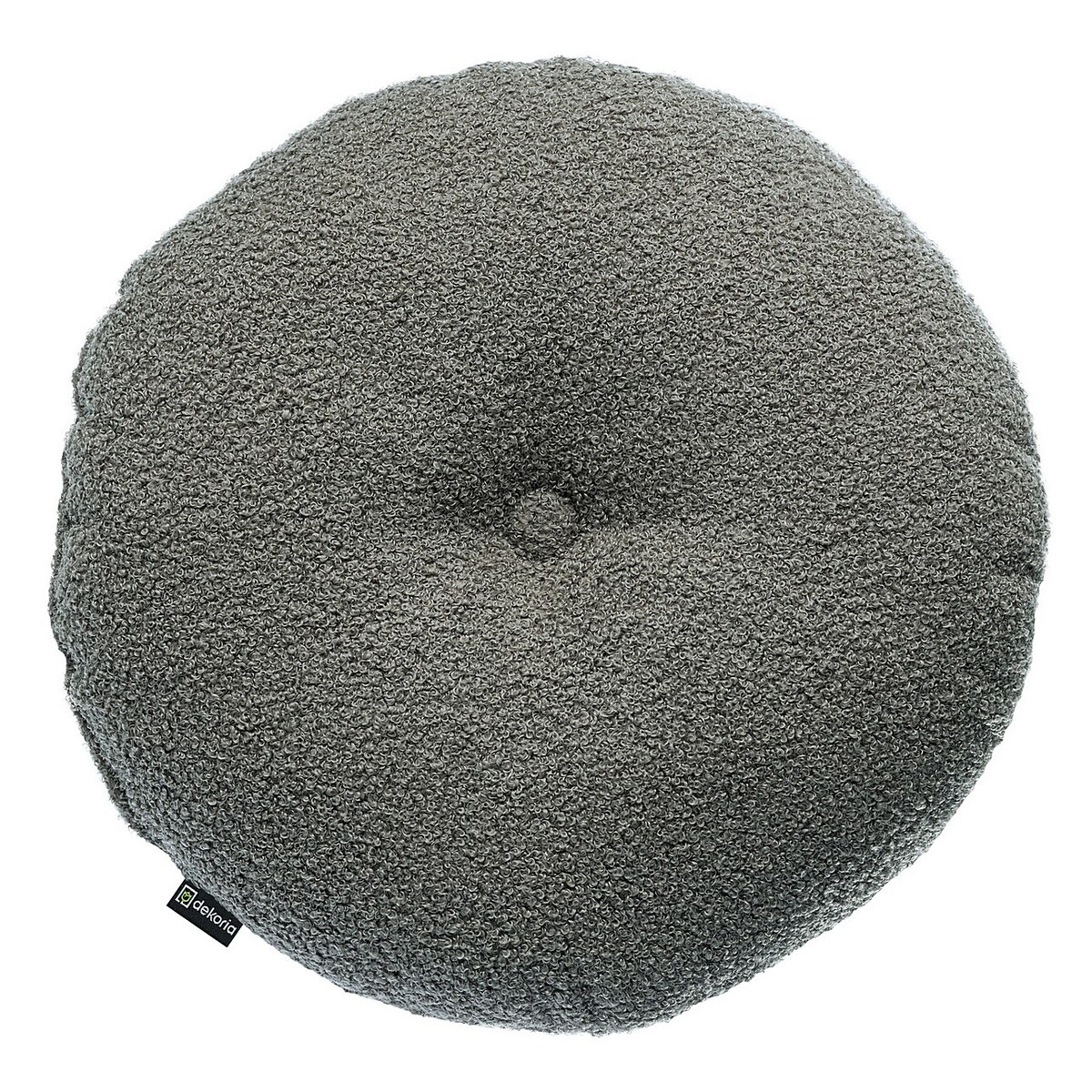 Poduszka okrągła z guzikiem, ciemno szara bukla, ⌀37 cm, Boucle Teddy