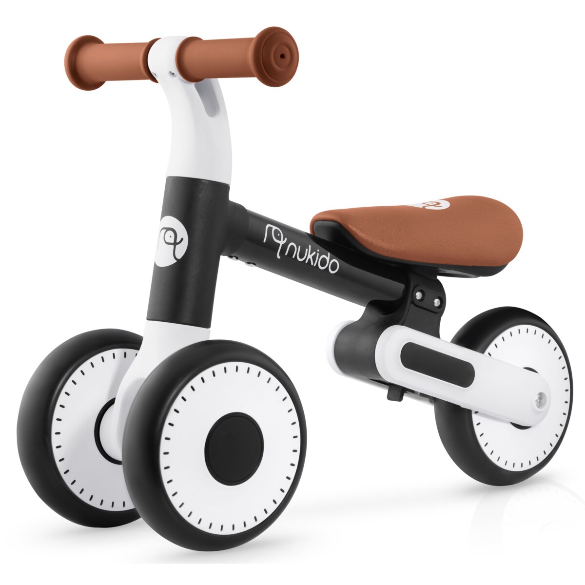 Rowerek biegowy trójkołowy Nukido jeździk dla dzieci czarno-brązowy 760300