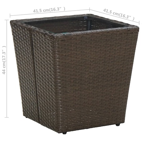 vidaXL Stolik herbaciany, brązowy, 41,5x41,5x44 cm, rattan PE i szkło