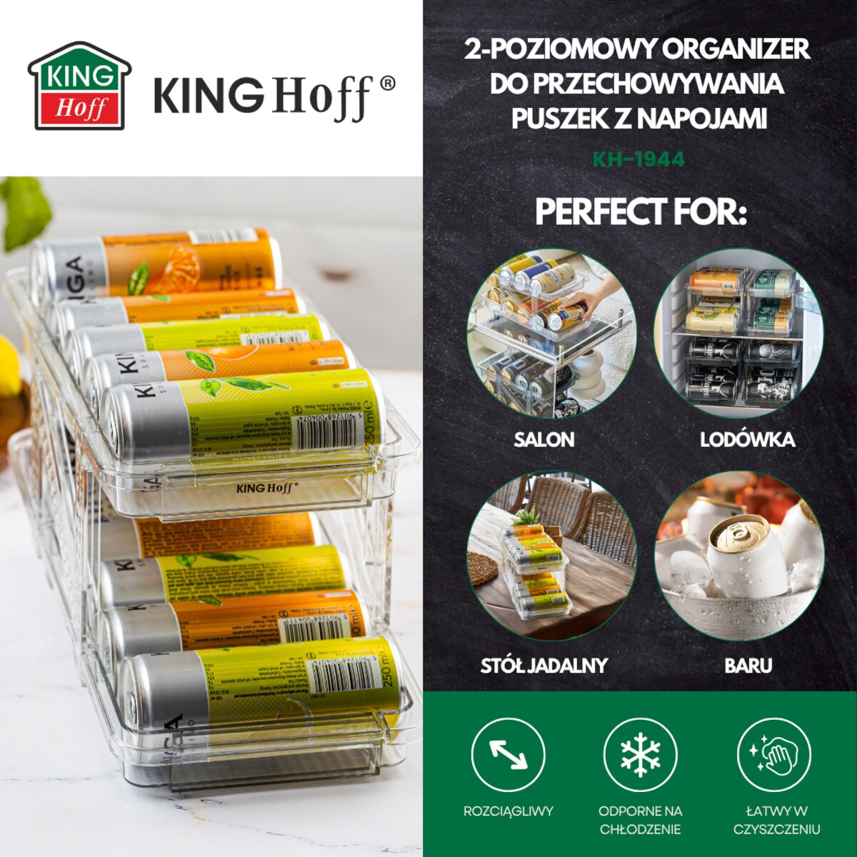 Organizer do przechowywania puszek 2-poziomowy na puszki KINGHOFF