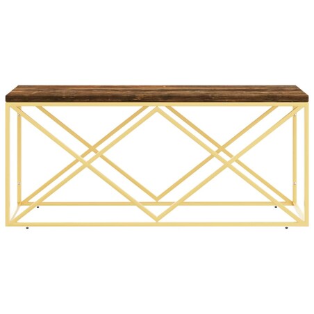 vidaXL Stolik kawowy, stal nierdzewna i lite drewno z odzysku