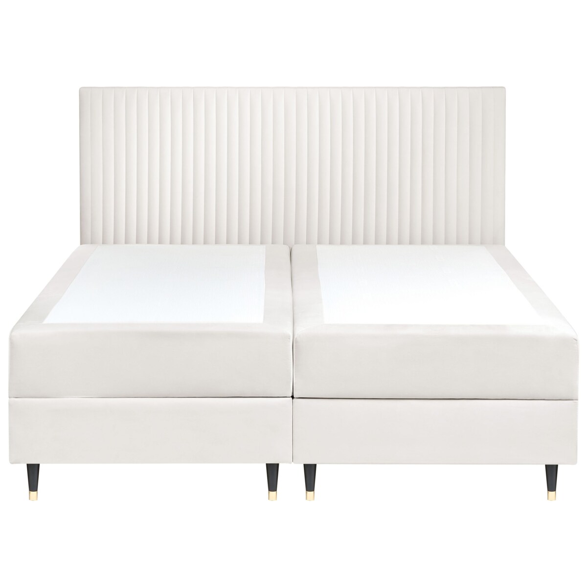 Łóżko kontynentalne z pojemnikiem Welur DAME 180 x 200 cm Złamana biel