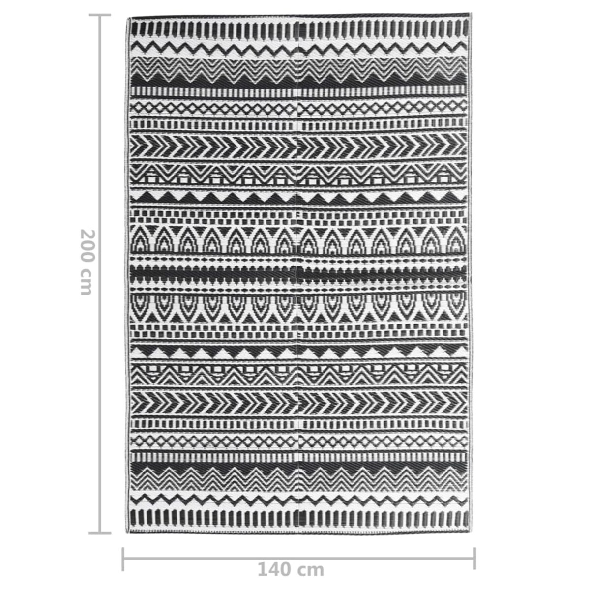 vidaXL Dywan zewnętrzny, ARAKIL czarny, 140 x 200 cm, PP