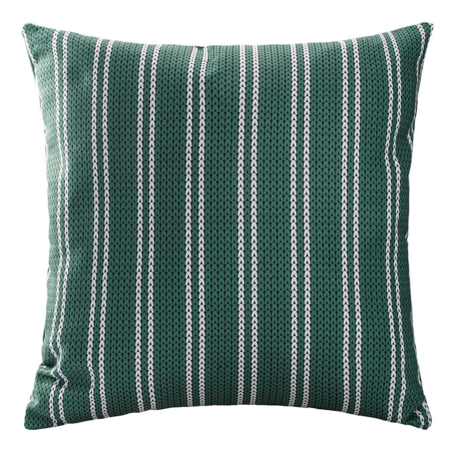 Poszewka dekoracyjna świąteczna 43x43 zielona w białe pasy