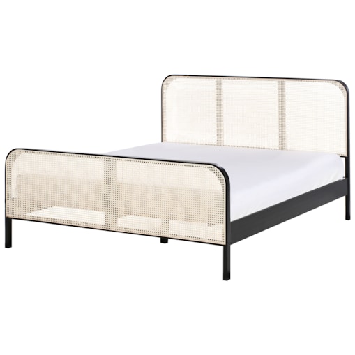 Łóżko Drewno sosnowe GONFARON 160 x 200 cm Czarny