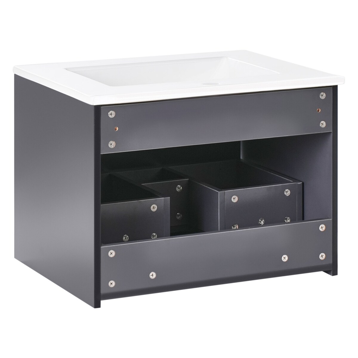 Szafka łazienkowa wisząca z umywalką BONAIRE 60 cm Czarny