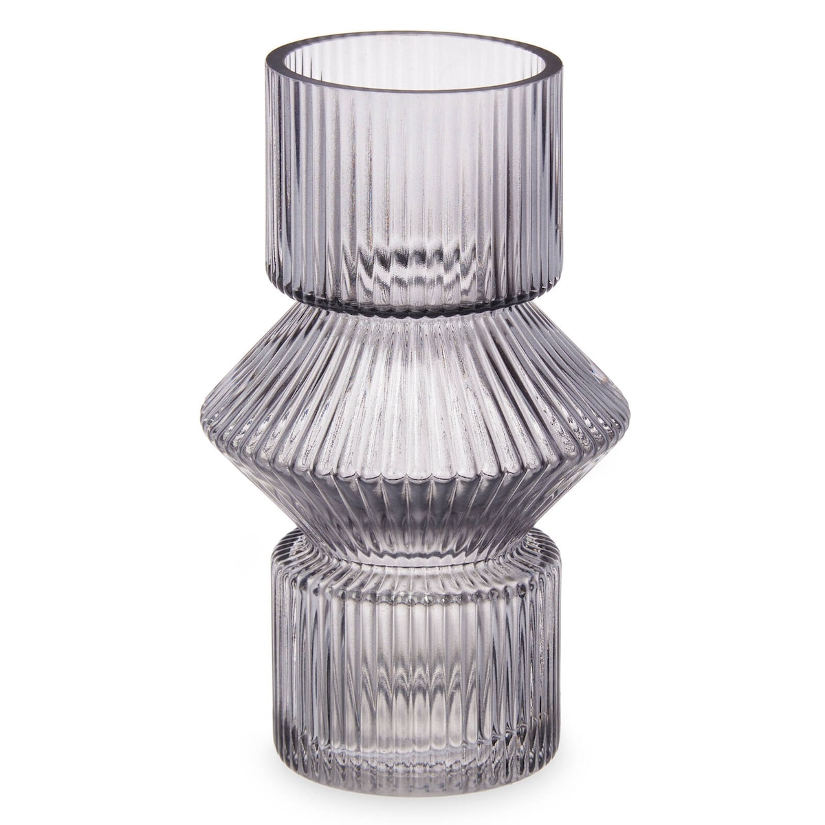 Szklany wazon ryflowane szkło, 9,5 x 16,5 cm