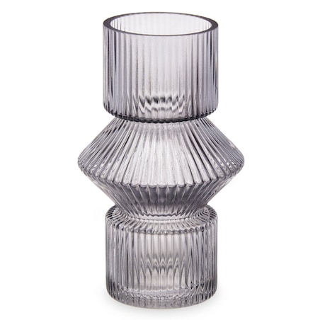 Szklany wazon ryflowane szkło, 9,5 x 16,5 cm