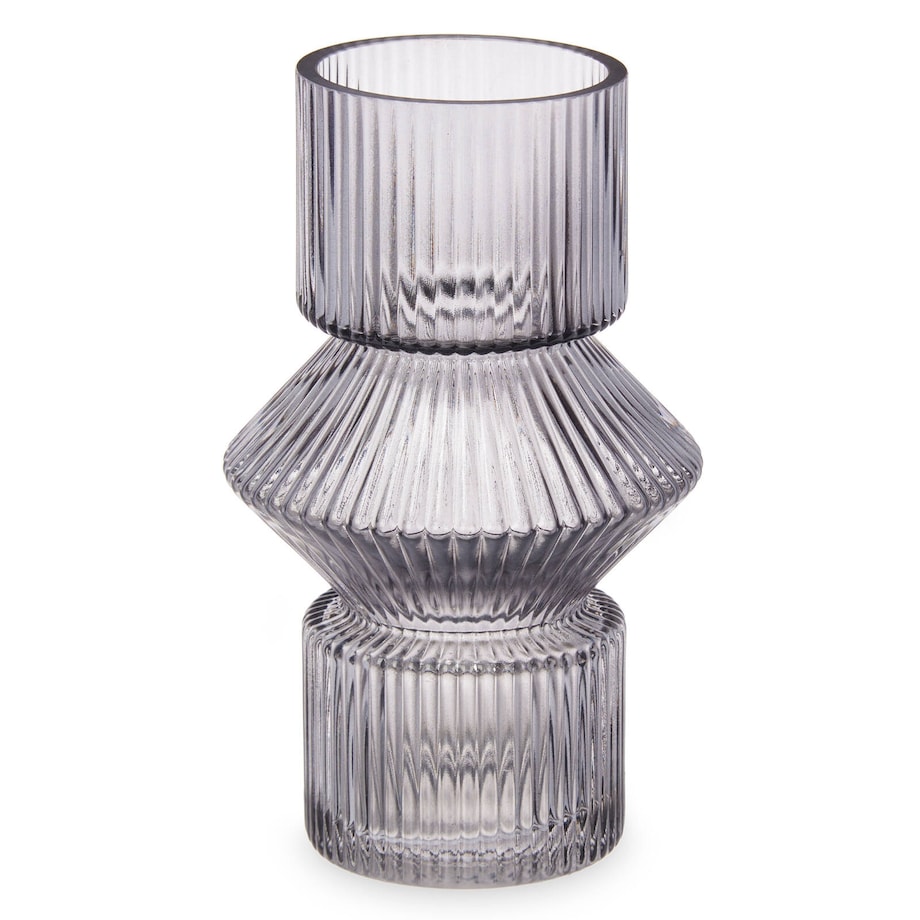 Szklany wazon ryflowane szkło, 9,5 x 16,5 cm