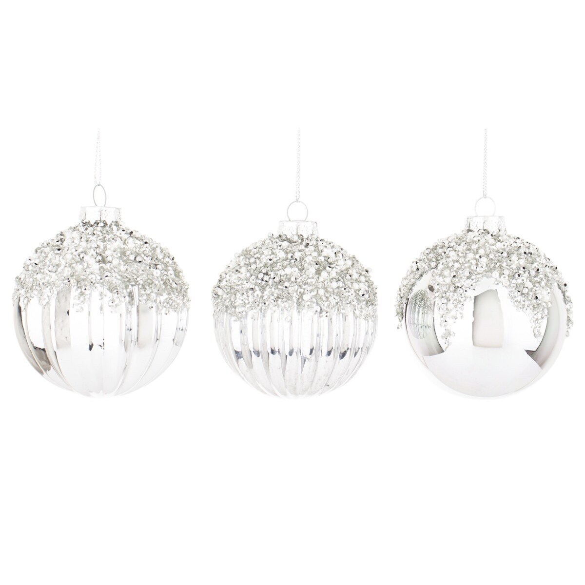 Bombki szklane srebrne 3 szt. Ø 8 cm ARZENTO