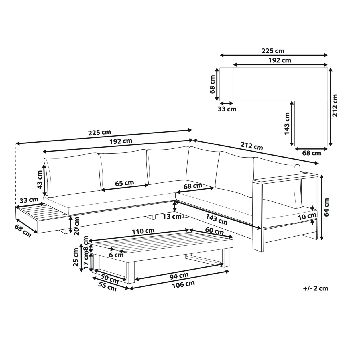 Narożnik ogrodowy ze stolikiem dla 5 osób MARETTIMO Prawostronny Certyfikowane drewno akacjowe Brązowy