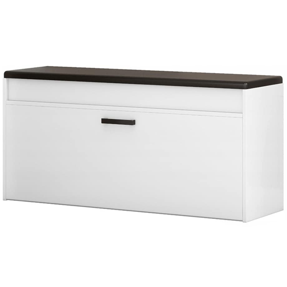 Szafka na buty biała z siedziskiem schowkiem duża 2 półki otwierana 100 cm