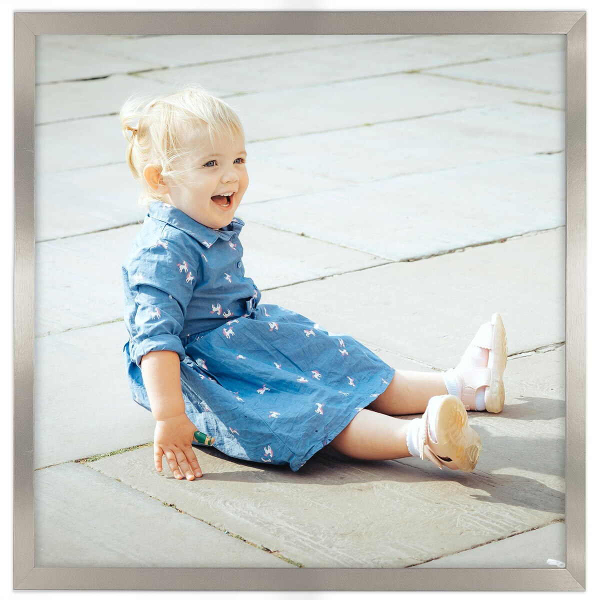 Ramka na zdjęcia 50x50 cm srebrna rama MDF z plexi do powieszenia pion poziom klasyczna kwadratowa ramka FRAMAI®