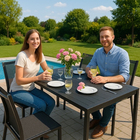 Stół Ogrodowy Rozkładany Składany Stolik Na Taras Balkon Blat Metal Antracytowy