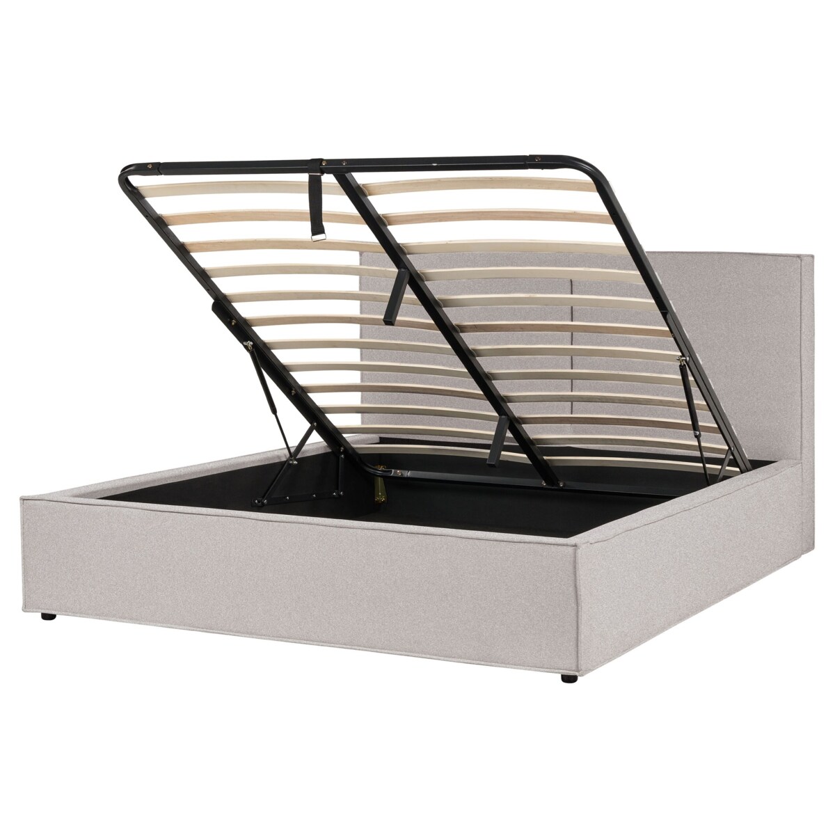 Łóżko z pojemnikiem tapicerowane 160 x 200 cm jasnoszare MOISSAC