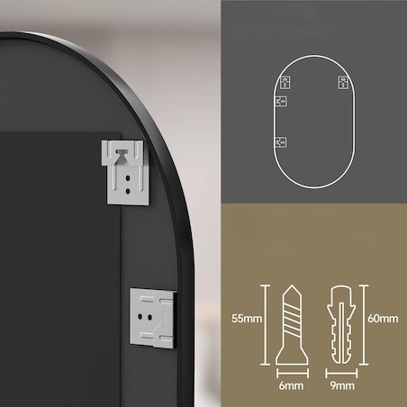 Lustro Owalne 100X50 Cm Czarna Rama