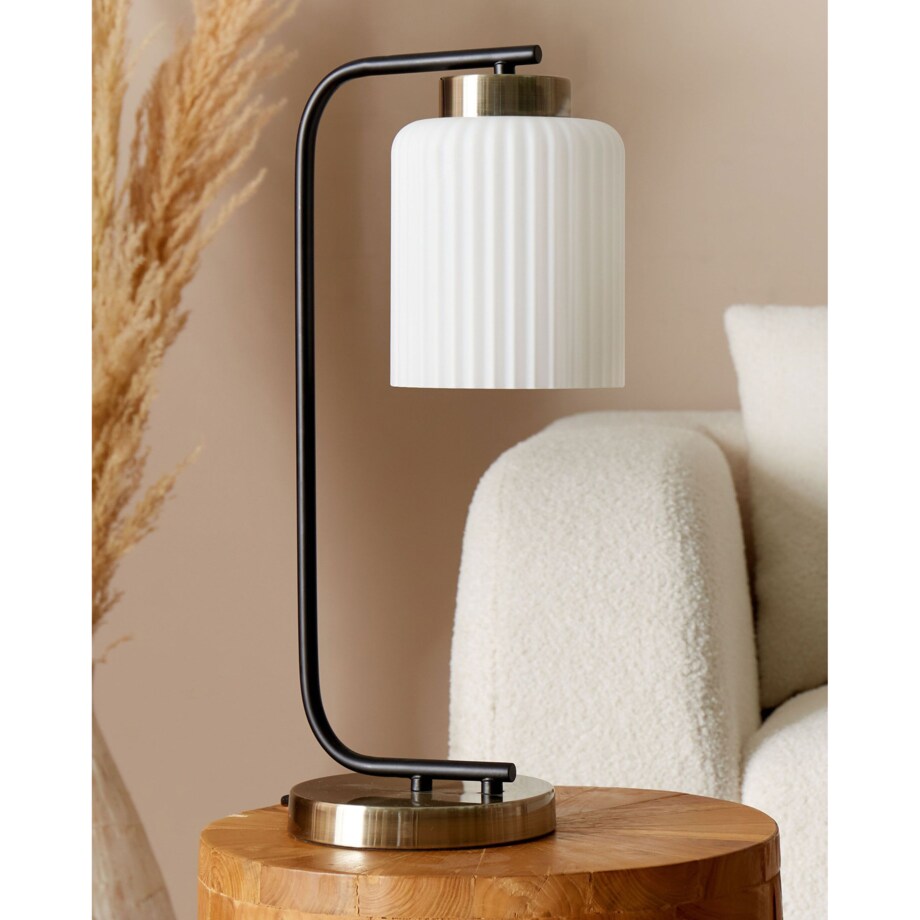 Lampa stołowa metalowa mosiężno-czarna CAUDELO