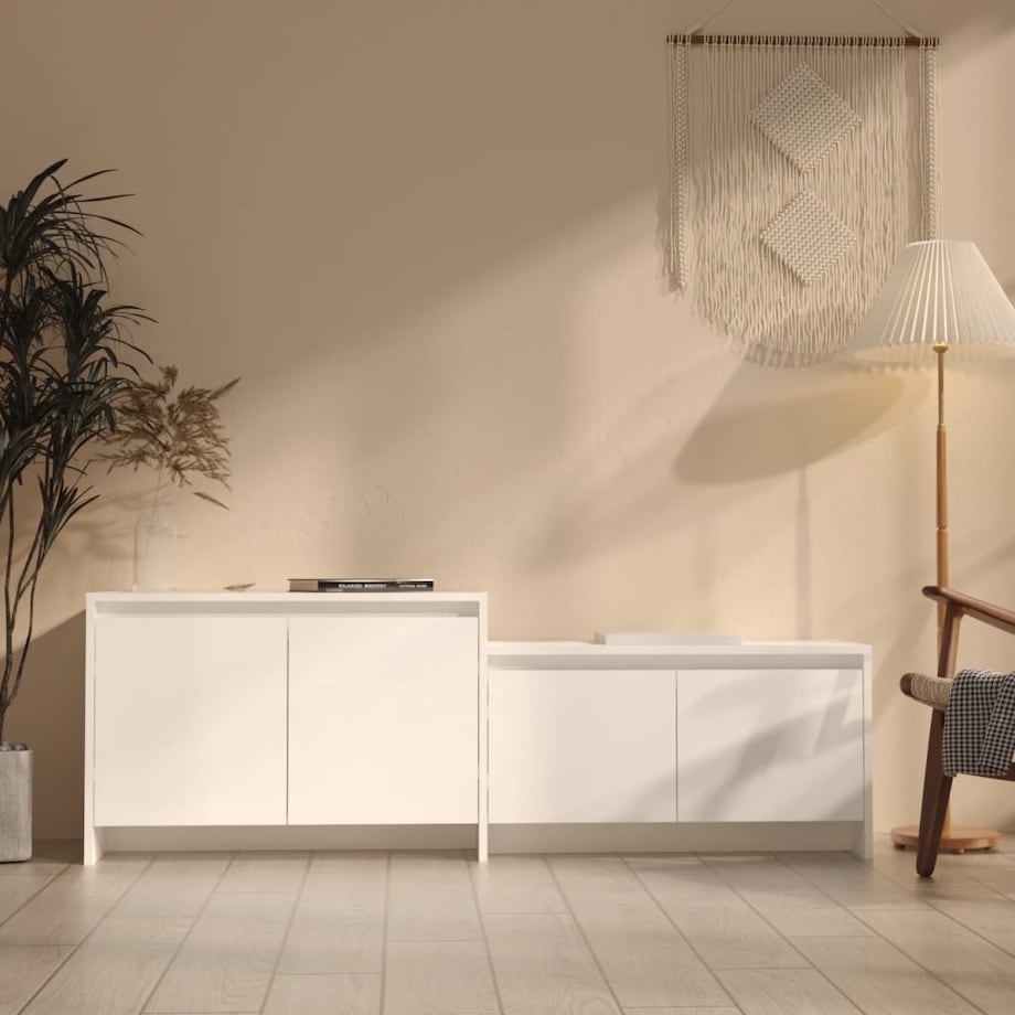 vidaXL Szafka pod TV, biała, 146,5x35x50 cm, materiał drewnopochodny