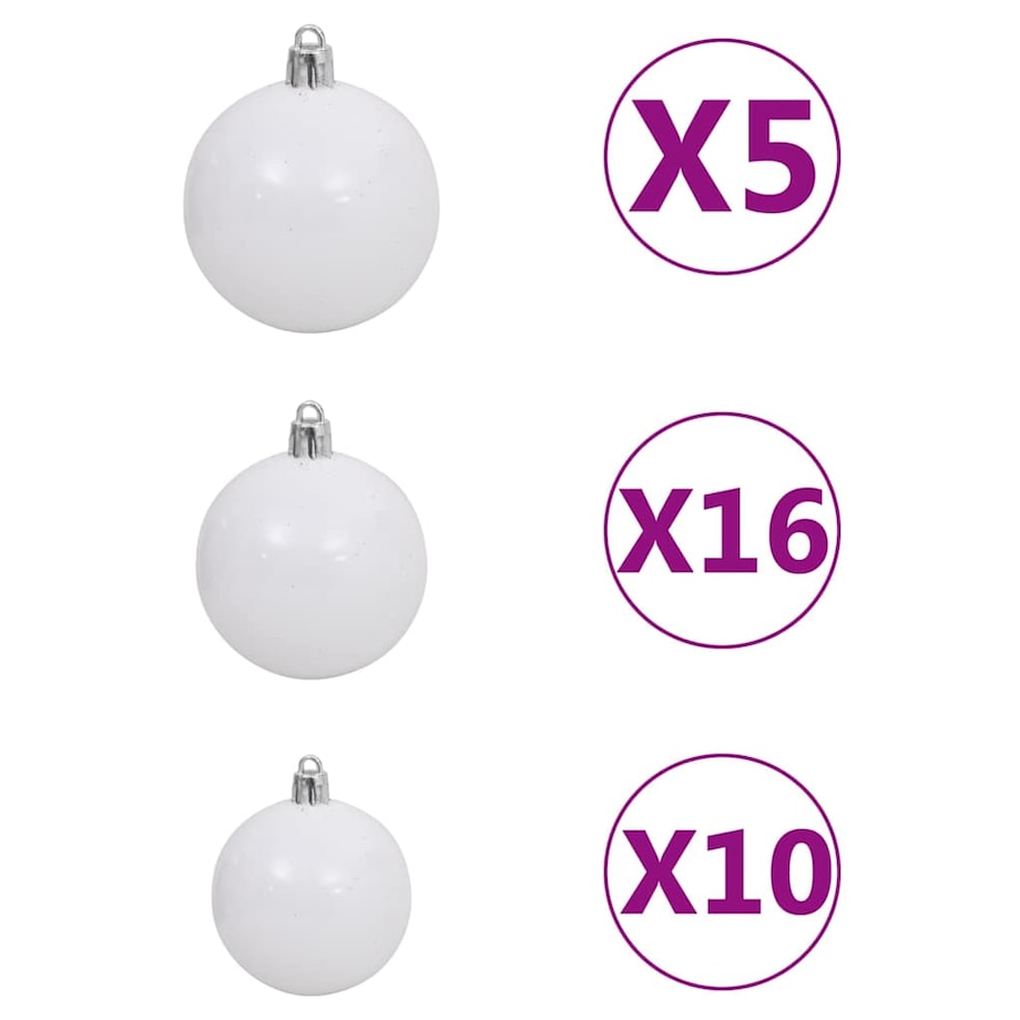 vidaXL Sztuczna choinka z lampkami i bombkami, biała, 240 cm