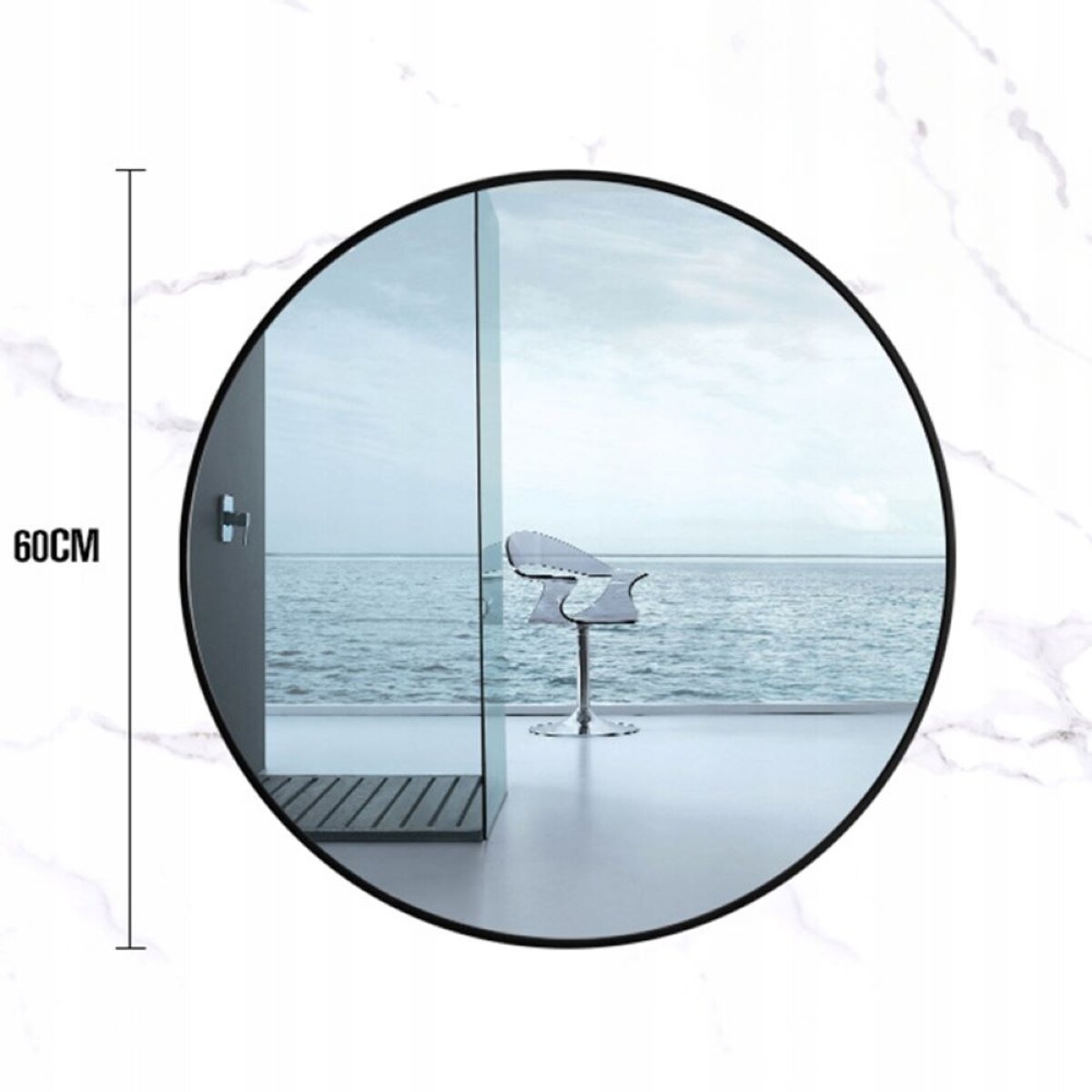 Duże lustro okrągłe industrialne łazienkowe salon sypialnia czarne 60cm xxl