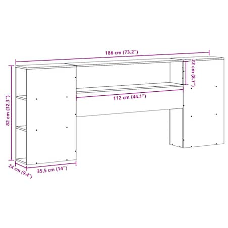 vidaXL Wezgłowie do łóżka, z półkami, 180 cm, lite drewno sosnowe