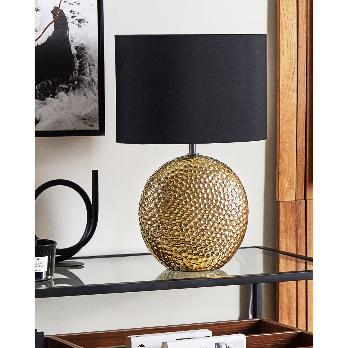 Lampka nocna ceramiczna złota NASVA