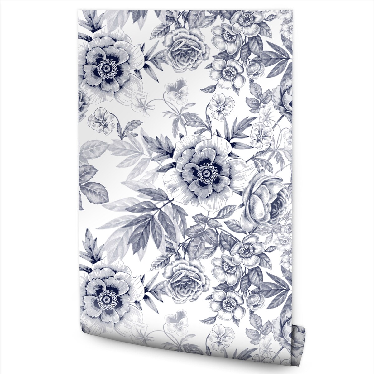 Tapeta kwiaty i liście w stylu vintage