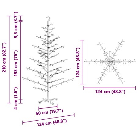 vidaXL Drewniana choinka z podstawą Brązowy 210 cm Lite drewno sosnowe