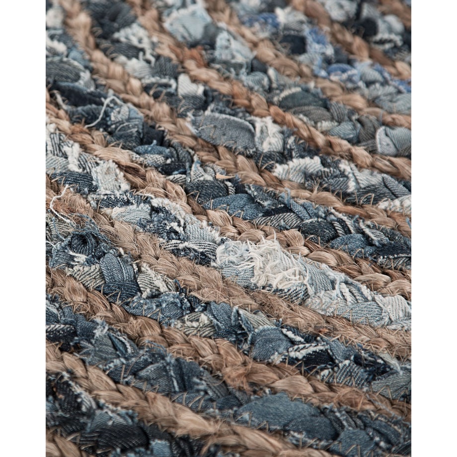 Dywan okrągły z juty ø 120 cm niebiesko-beżowy MASLAK