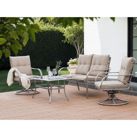 Zestaw ogrodowy dla 4 osób MESTRINO Metal Beżowy