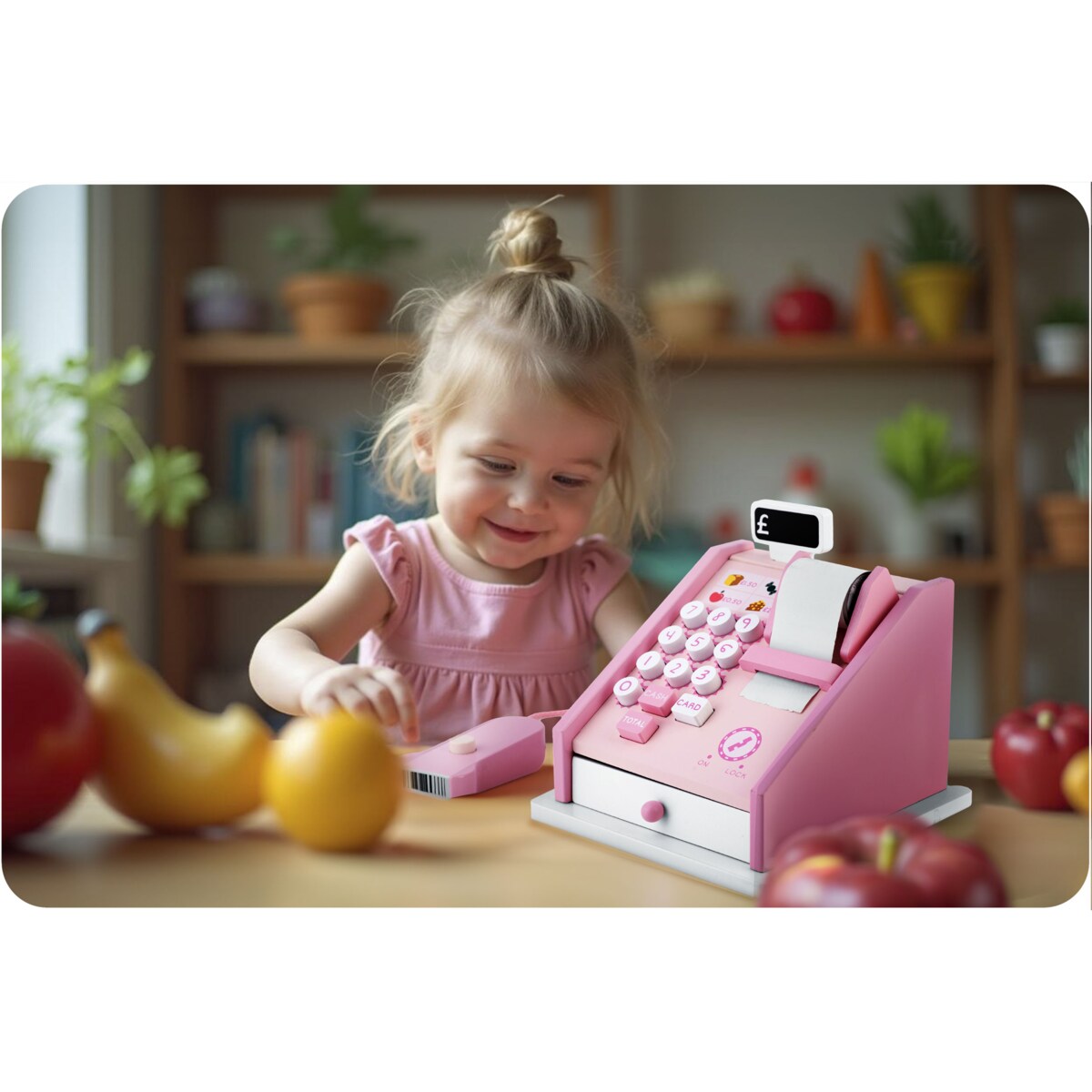 Drewniana zabawka edukacyjna kasa fiskalna Ricokids