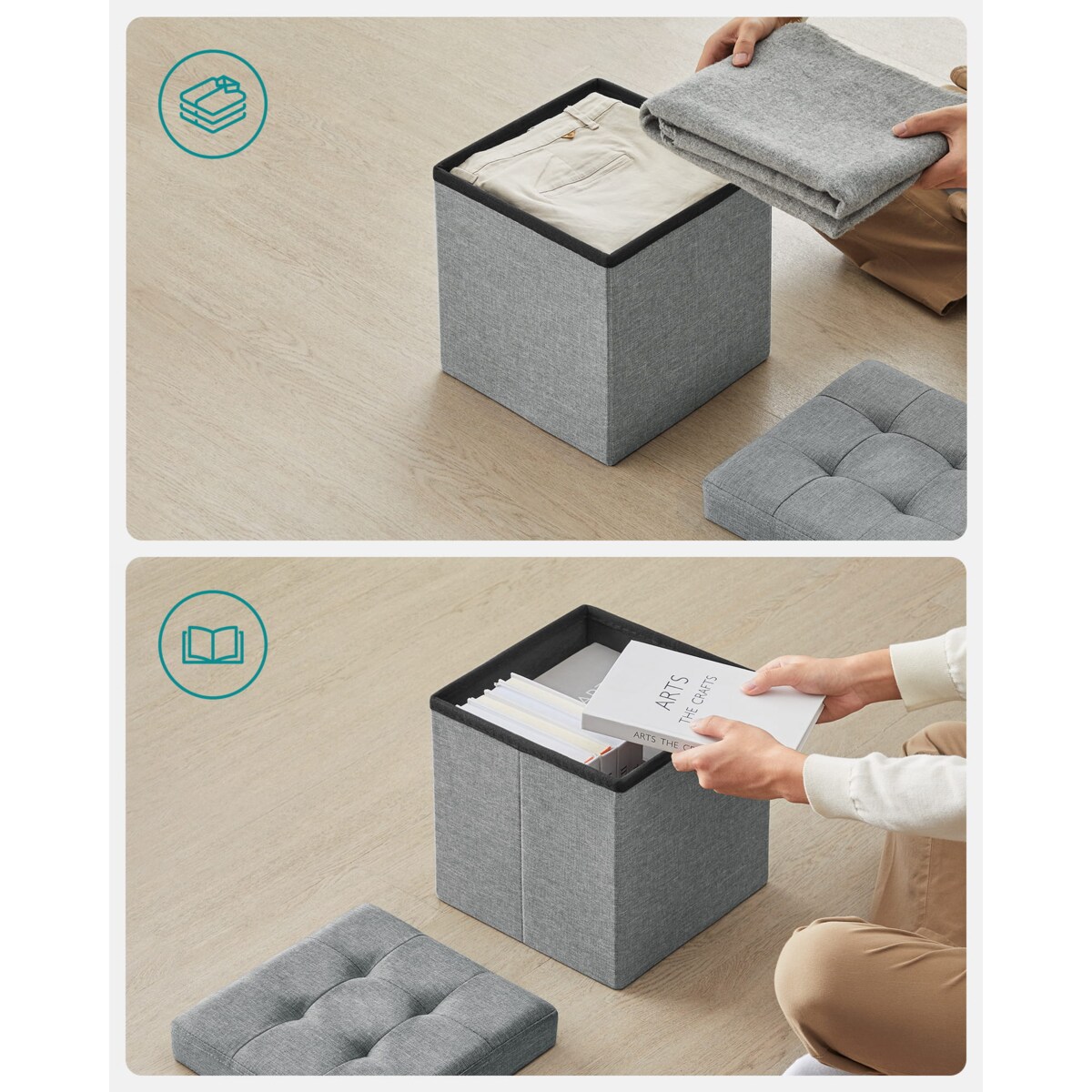 Pufa 30X30X30 Cm Jasnoszary