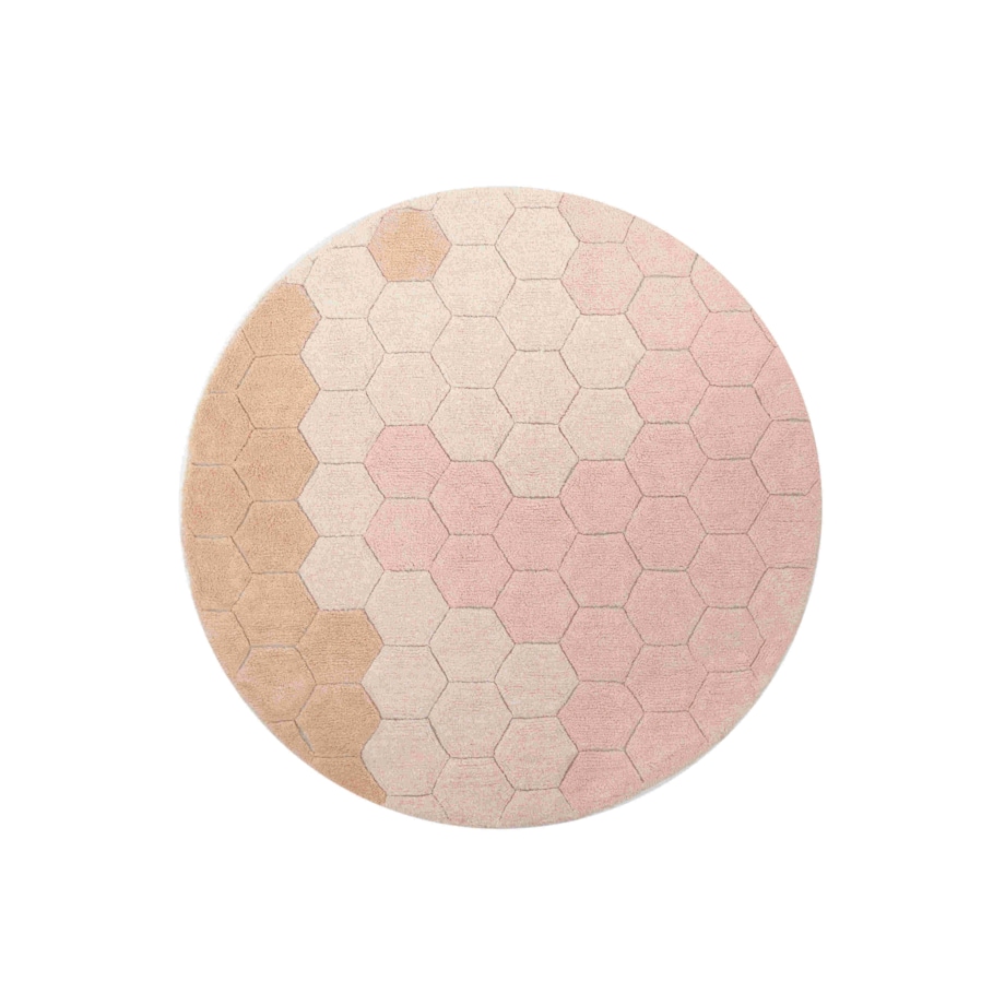 Dywan bawełnainy okrągły Ø 140, Round Honeycomb Rose, Planet Bee, Lorena Canals
