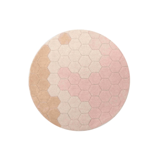 Dywan bawełnainy okrągły Ø 140, Round Honeycomb Rose, Planet Bee, Lorena Canals