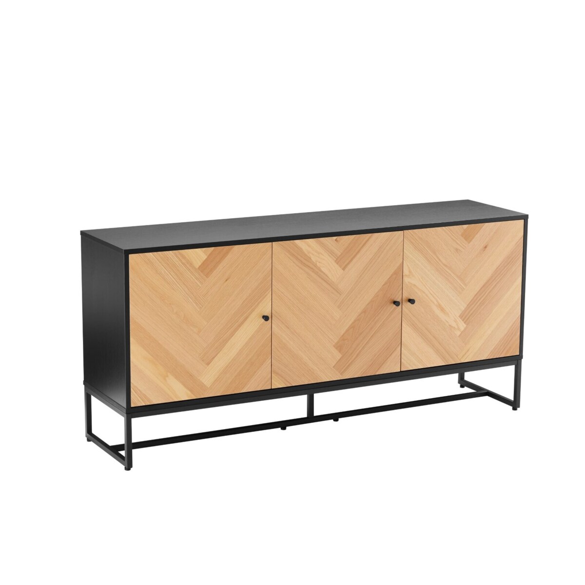 KOMODA Clar Z 3 SZAFKAMI w jodełkę dębowa czarna