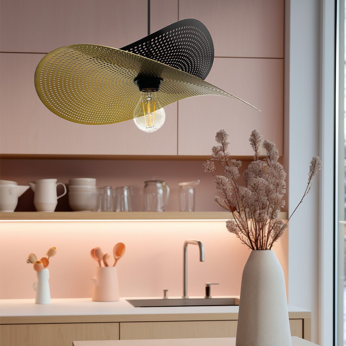 Lampa Sufitowa Wisząca App1471-1Cp Czarny Złoty, Metal