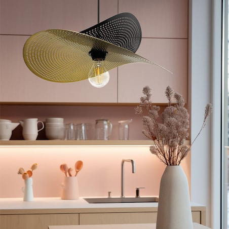 Lampa Sufitowa Wisząca App1471-1Cp Czarny Złoty, Metal