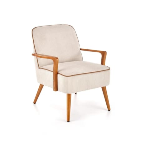 Fotel do salonu PASTORE jasnobeżowy/jasny orzech